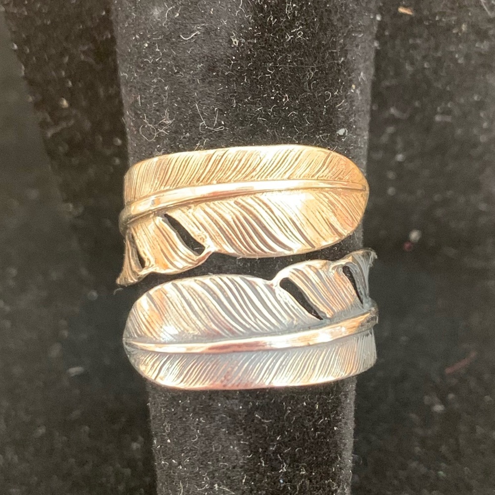 Goros Double Feather Solid Gold And Silver Ring - image 2